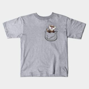 Ferret Pocket Funny Cute Brown White Tan Fur Kids T-Shirt